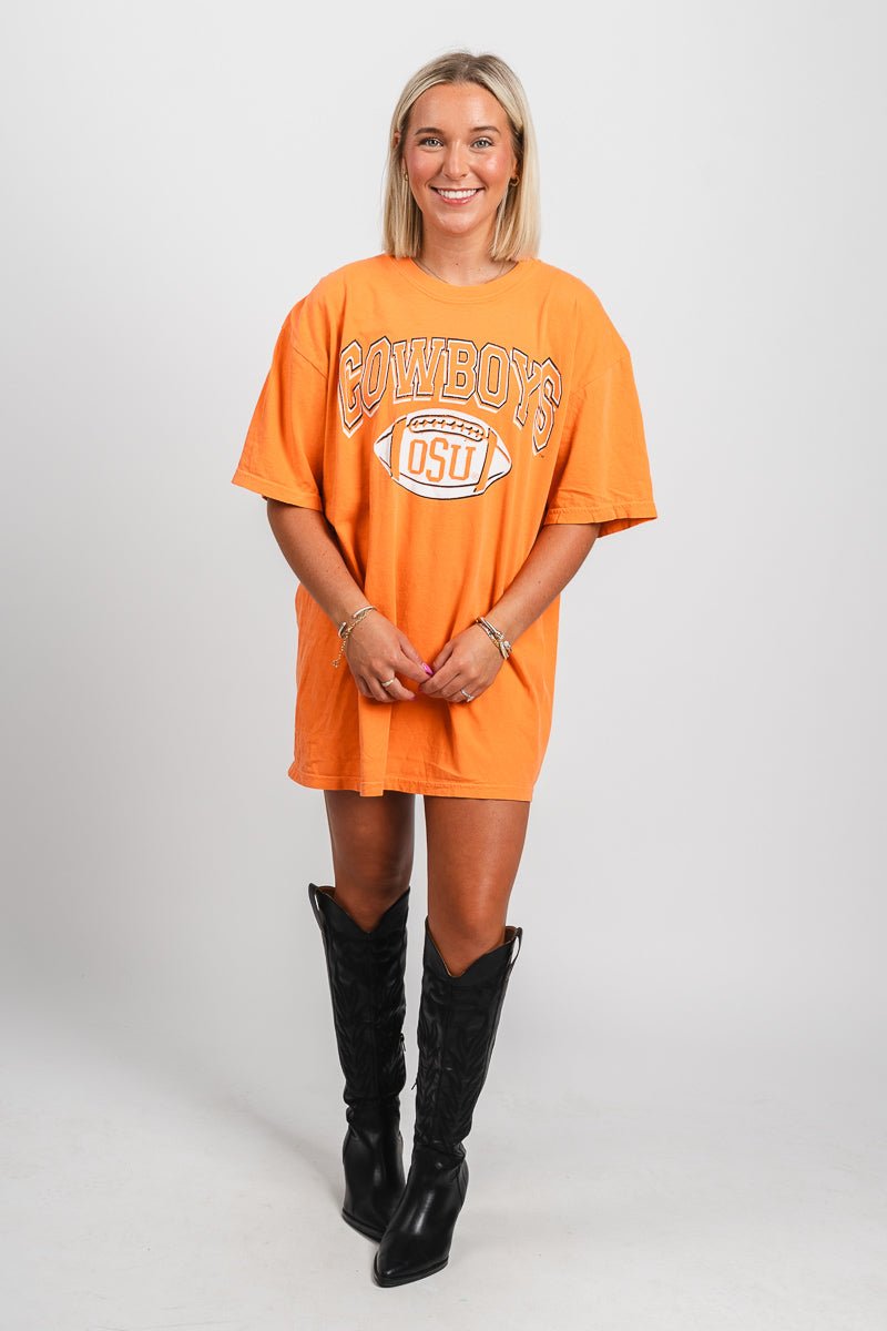 OSU OSU Cowboys Wonka comfort color oversized t-shirt orange T-shirt | Lush Fashion Lounge Trendy Oklahoma State Cowboys Apparel & Cute Gameday T-Shirts