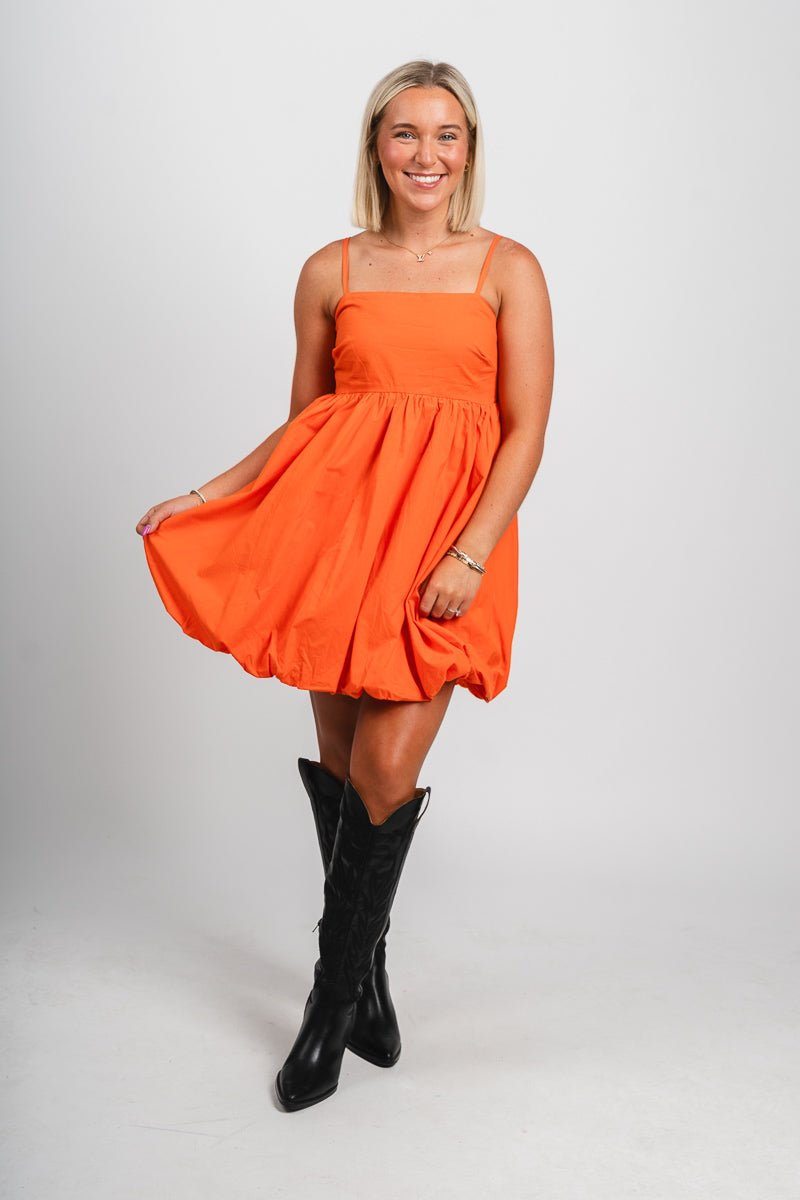 Bubble hem mini dress orange - Trendy dress - Fashion Dresses at Lush Fashion Lounge Boutique in Oklahoma City