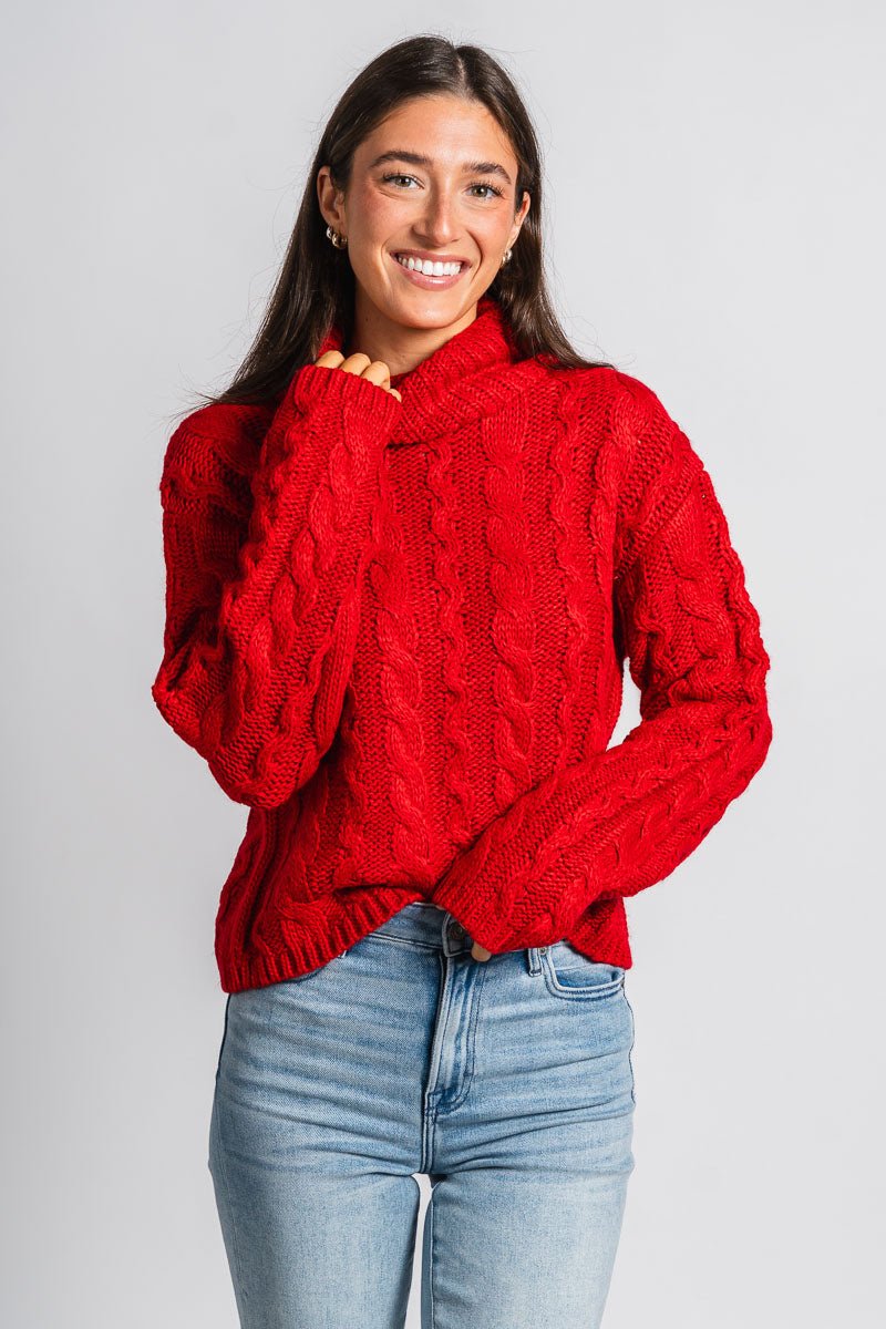 Z Supply Tied to you sweater haute red - Z Supply Sweater - Z Supply Apparel at Lush Fashion Lounge Trendy Boutique Oklahoma City