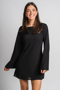 Bell sleeve mini dress black - Affordable dress - Boutique Dresses at Lush Fashion Lounge Boutique in Oklahoma City