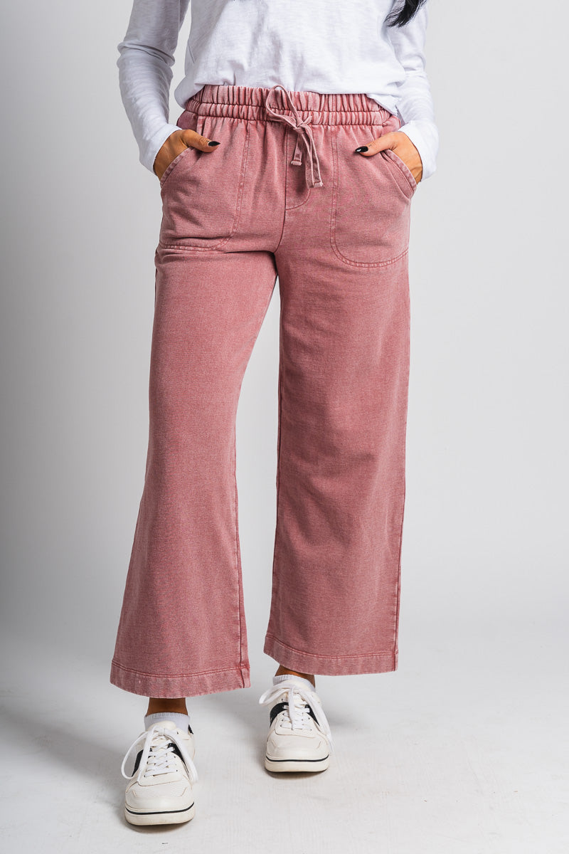 Acid wash sweatpants dusty coral - Cute sweatpants - Fun Cozy Basics at Lush Fashion Lounge Boutique in Oklahoma City