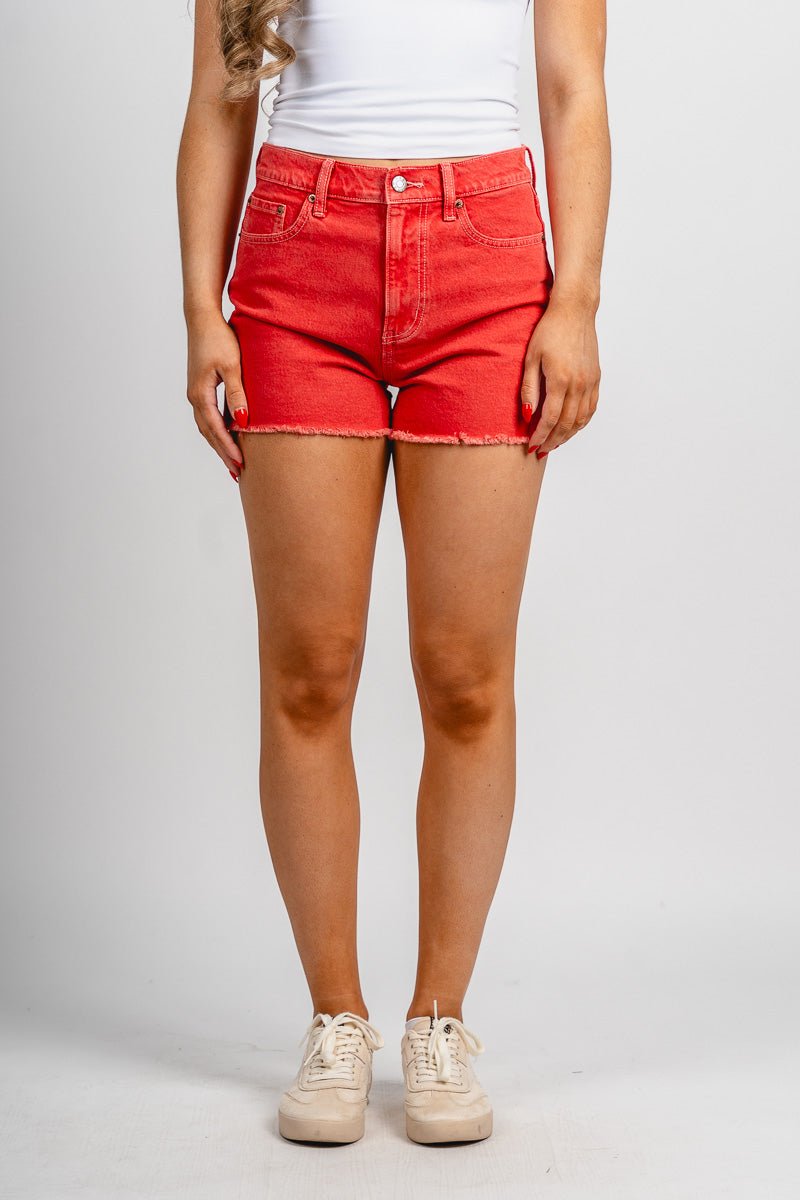 Daze troublemaker high rise shorts chili pepper - Stylish shorts - Trendy Staycation Outfits at Lush Fashion Lounge Boutique in Oklahoma City