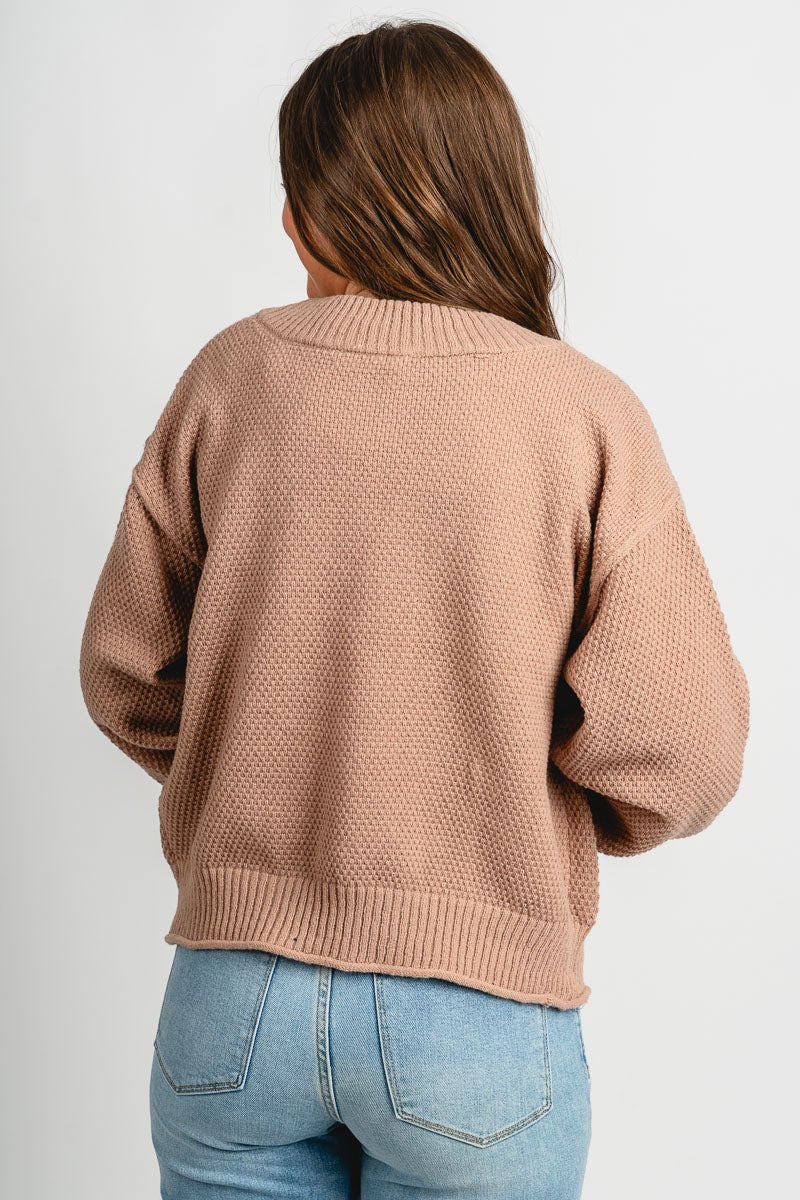 Knit pocket cardigan dark taupe
