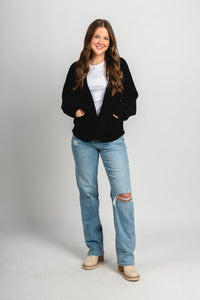 Knit pocket cardigan black - Trendy Cardigan - Fashion Cardigans & Cute Kimonos at Lush Fashion Lounge Boutique in Oklahoma City