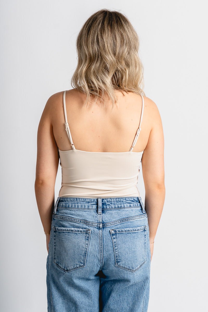 Z Supply Luxe jersey bodysuit sandshell - Z Supply Bodysuit - Z Supply Fashion at Lush Fashion Lounge Trendy Boutique Oklahoma City