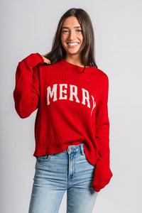 Z Supply Sienna Merry sweater red - Trendy Holiday Apparel at Lush Fashion Lounge Boutique in Oklahoma City