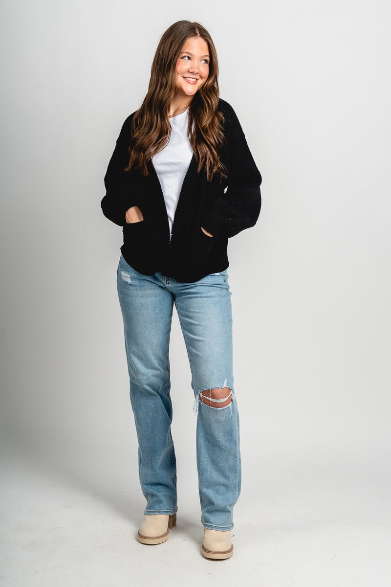 Knit pocket cardigan black