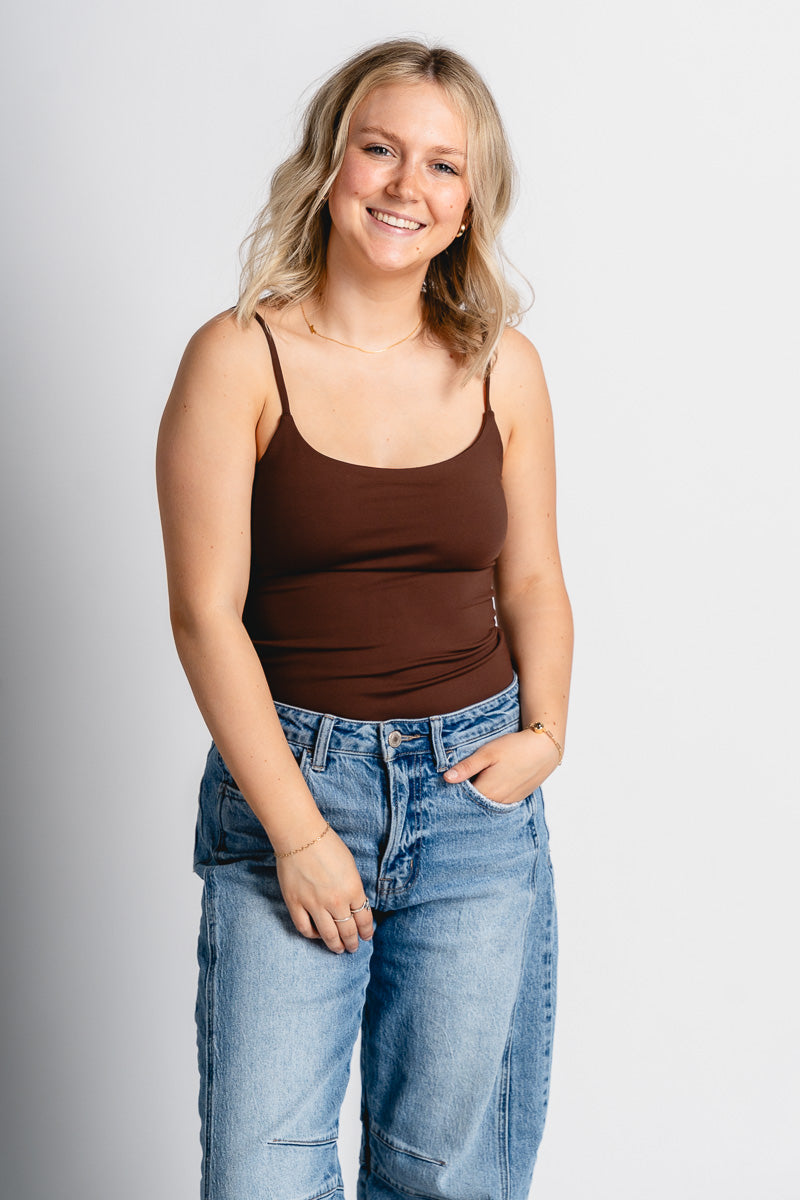 Z Supply Luxe jersey bodysuit lava rock - Z Supply Bodysuit - Z Supply Apparel at Lush Fashion Lounge Trendy Boutique Oklahoma City