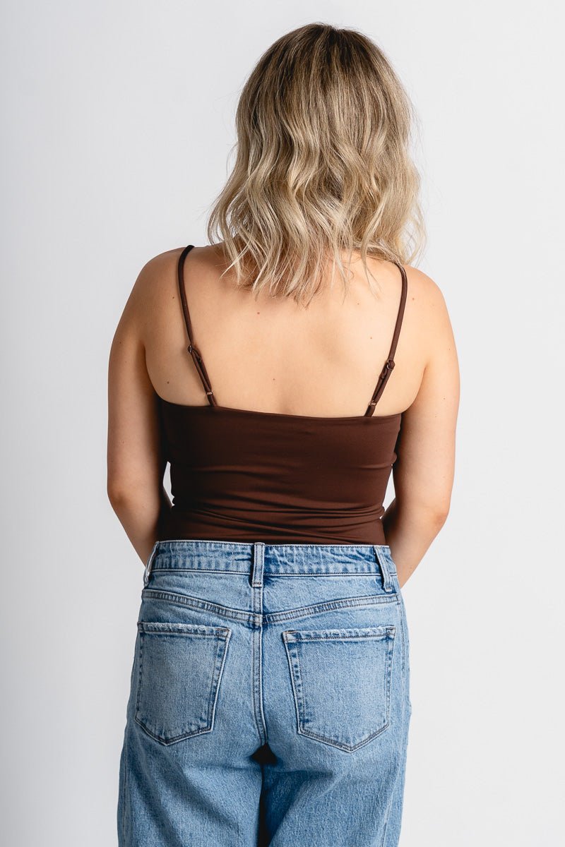 Z Supply Luxe jersey bodysuit lava rock - Z Supply Bodysuit - Z Supply Tees & Tanks at Lush Fashion Lounge Trendy Boutique Oklahoma City