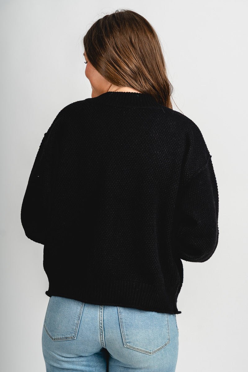 Knit pocket cardigan black