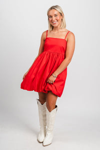 Bubble hem mini dress red - Trendy dress - Fashion Dresses at Lush Fashion Lounge Boutique in Oklahoma City