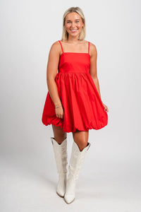 Bubble hem mini dress red Stylish dress - Womens Fashion Dresses at Lush Fashion Lounge Boutique in Oklahoma City