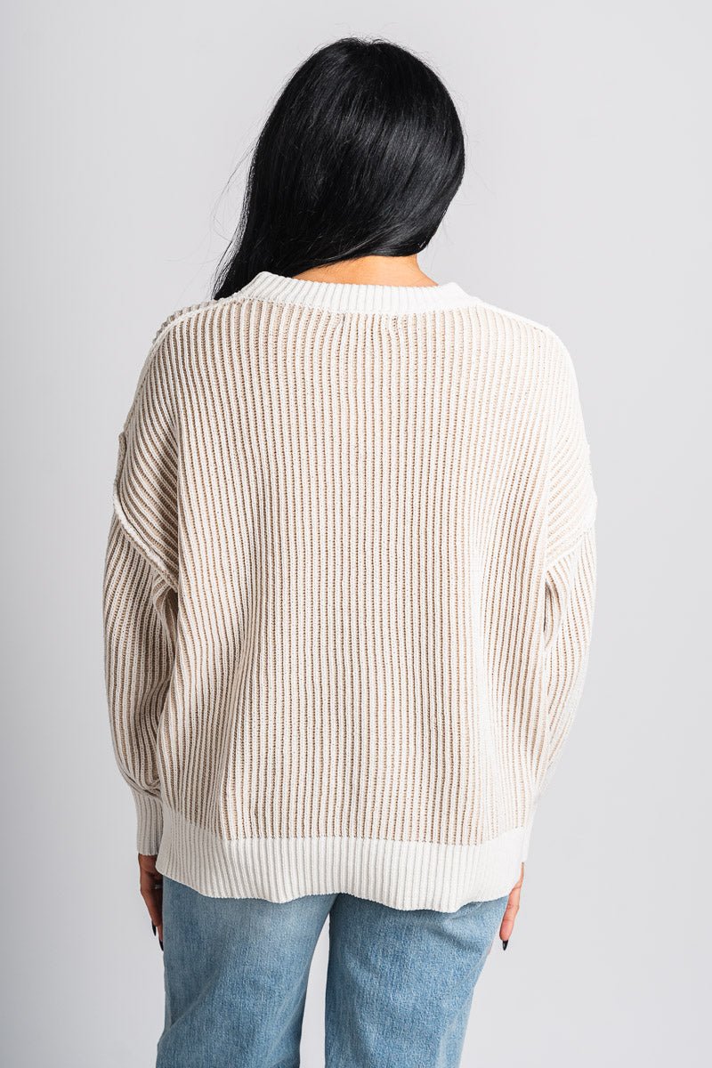 Ribbed striped sweater beige