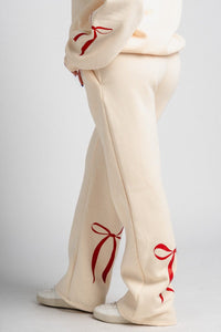 Bow sweatpants cream - Trendy sweatpants - Cute Loungewear Collection at Lush Fashion Lounge Boutique in Oklahoma City