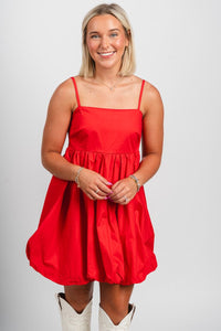 Bubble hem mini dress red - Affordable dress - Boutique Dresses at Lush Fashion Lounge Boutique in Oklahoma City