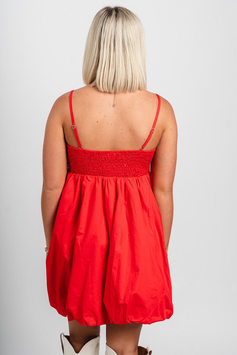 Bubble hem mini dress red