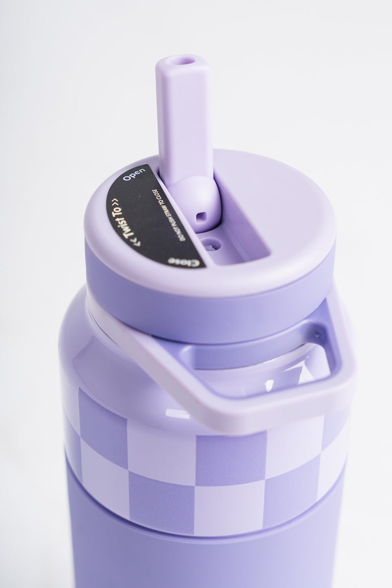 Brumate Rotera 35oz water bottle lavender checker - BruMate Drinkware, Tumblers and Insulated Can Coolers at Lush Fashion Lounge Trendy Boutique in Oklahoma City