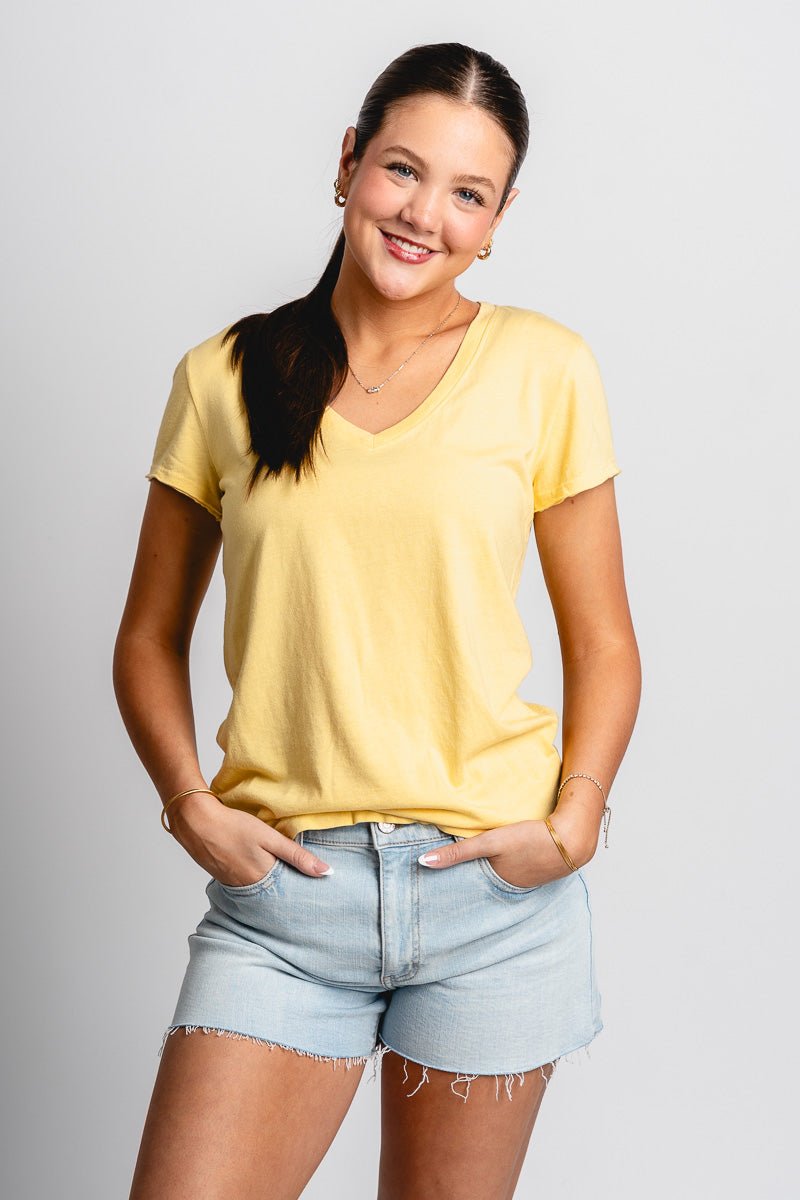 Cotton v-neck t-shirt sunflower