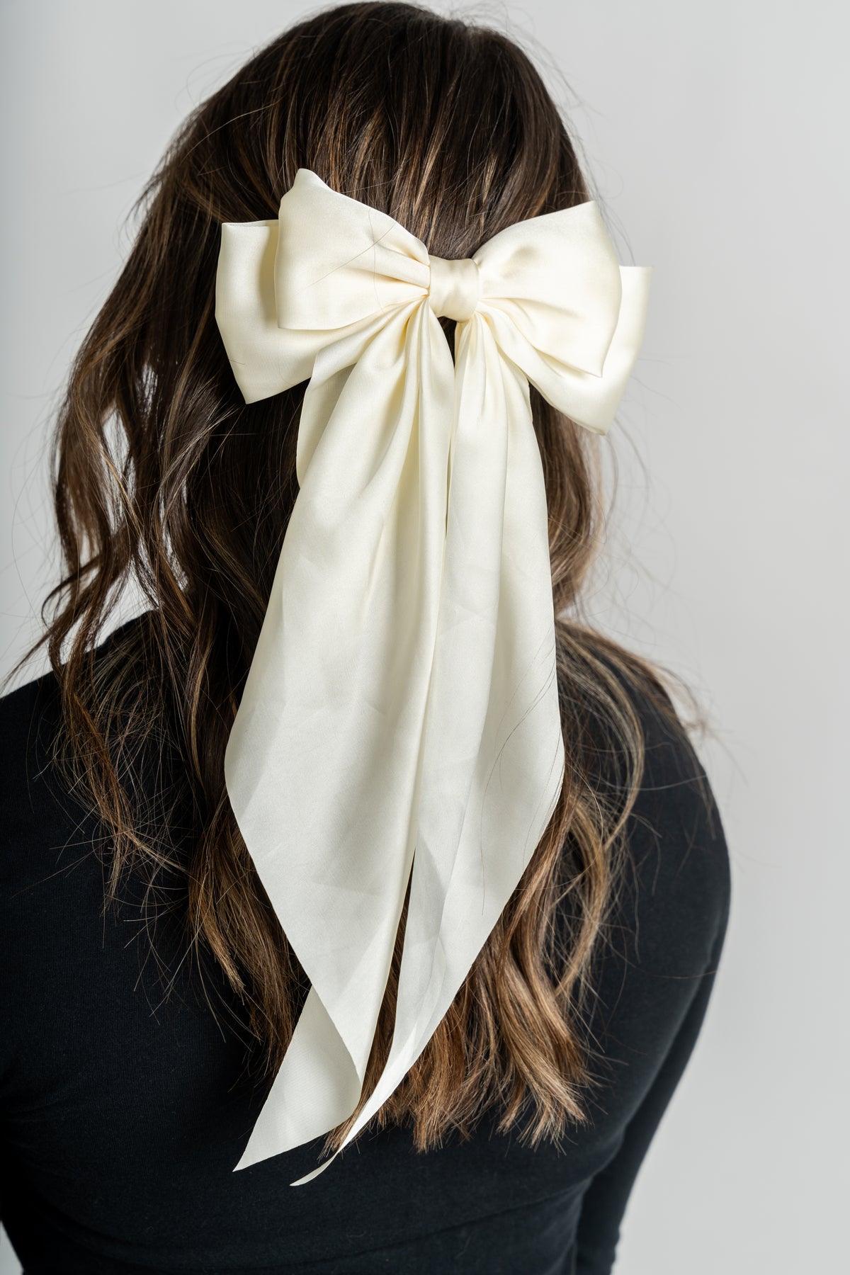 Butterfly satin hair bow clip white - Trendy Gifts at Lush Fashion Lounge Boutique in Oklahoma City