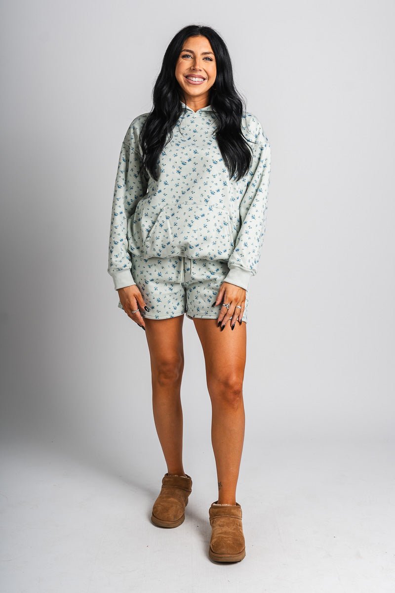 Ditsy floral hoodie mint - Fun hoodie - Unique Lounge Looks at Lush Fashion Lounge Boutique in Oklahoma