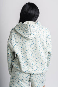 Ditsy floral hoodie mint - Adorable hoodie - Stylish Comfortable Outfits at Lush Fashion Lounge Boutique in OKC