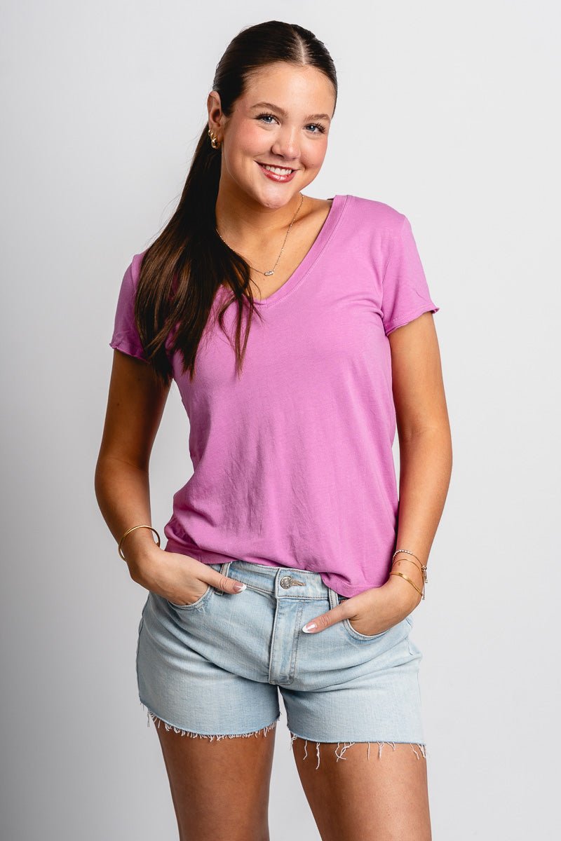Cotton v-neck t-shirt berry smoothie