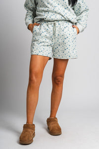 Ditsy floral shorts mint - Cute shorts - Fun Cozy Basics at Lush Fashion Lounge Boutique in Oklahoma City