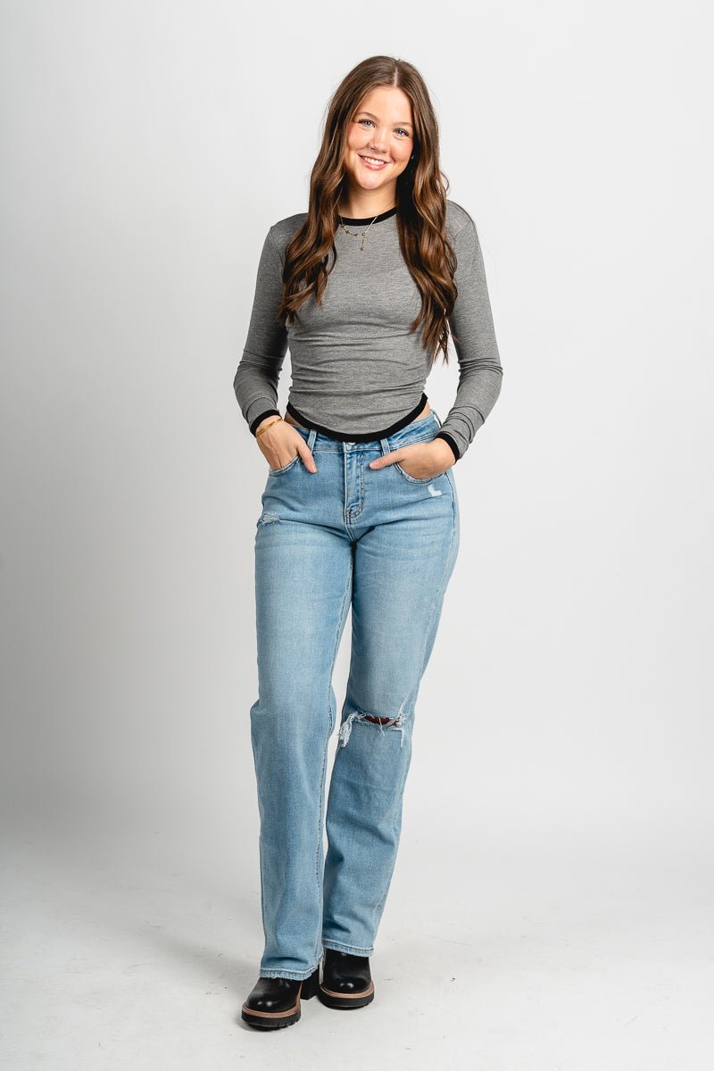 Kendall long sleeve top grey