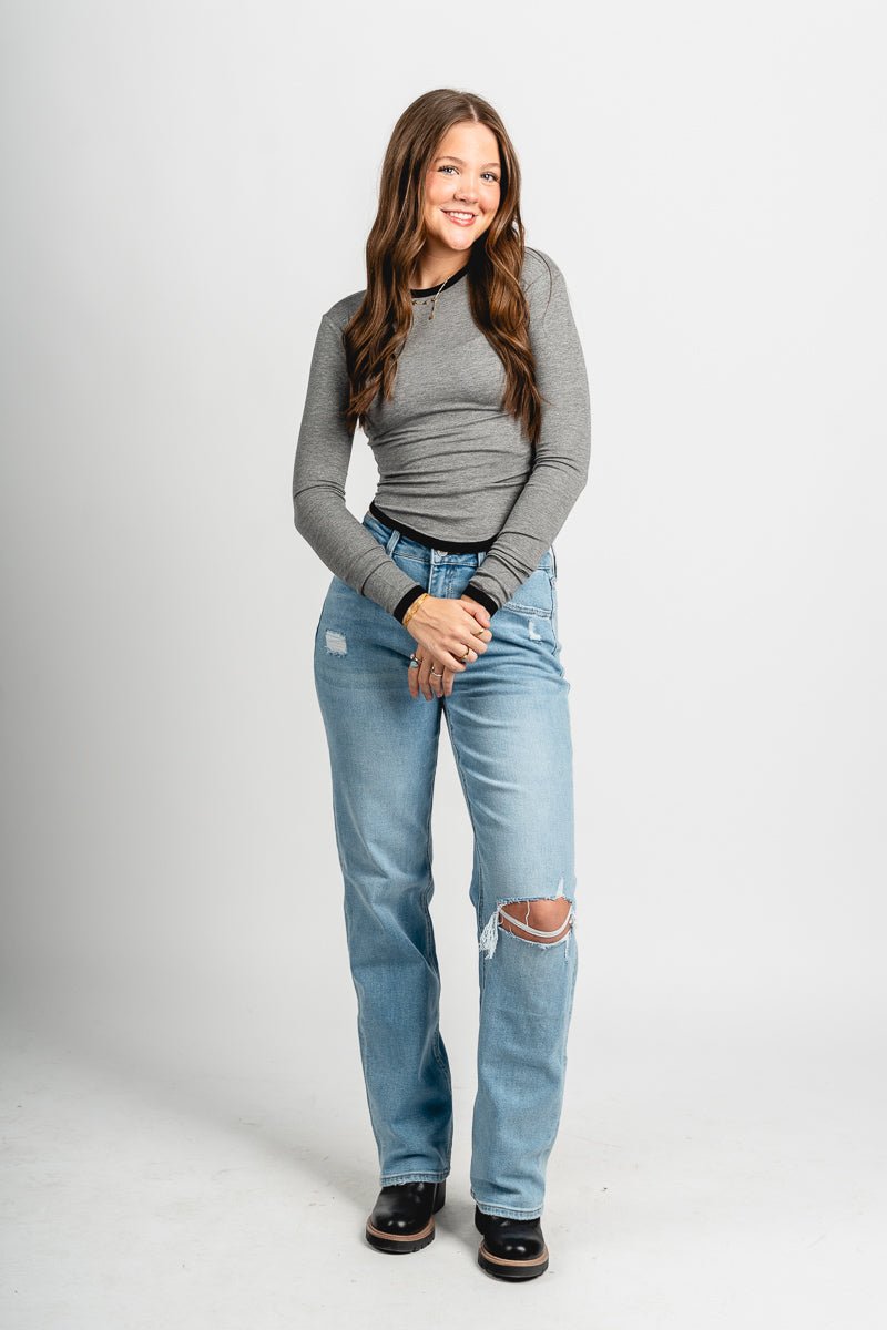 Kendall long sleeve top grey
