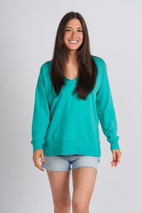 Z Supply modern v-neck weekender bermuda green - Z Supply Top - Z Supply Tops, Dresses, Tanks, Tees, Cardigans, Joggers and Loungewear at Lush Fashion Lounge