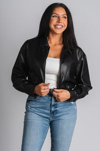 Faux leather jacket black – Affordable Blazers | Cute Black Jackets at Lush Fashion Lounge Boutique in Oklahoma City