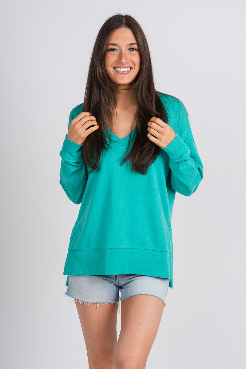 Z Supply modern v-neck weekender bermuda green - Z Supply Top - Z Supply Apparel at Lush Fashion Lounge Trendy Boutique Oklahoma City