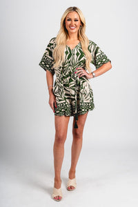 Abstract short sleeve romper ibiza - Fun Romper - Unique Getaway Gear at Lush Fashion Lounge Boutique in Oklahoma