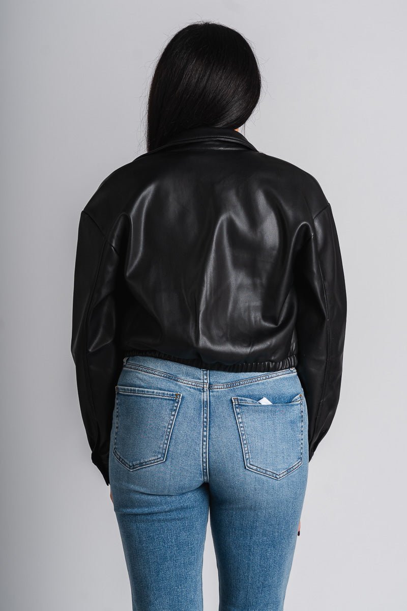 Faux leather jacket black