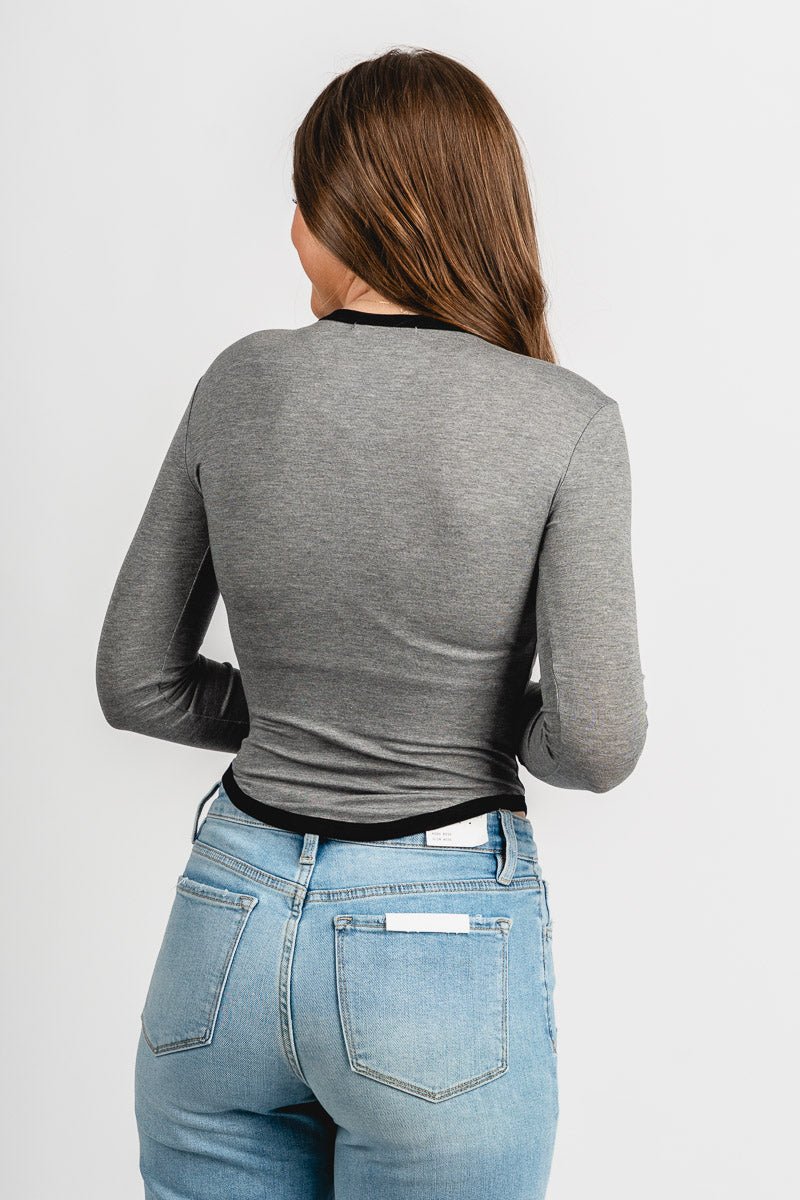 Kendall long sleeve top grey