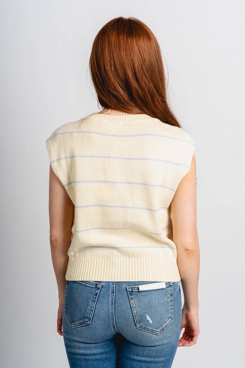 Sleeveless striped sweater vest yellow/blue