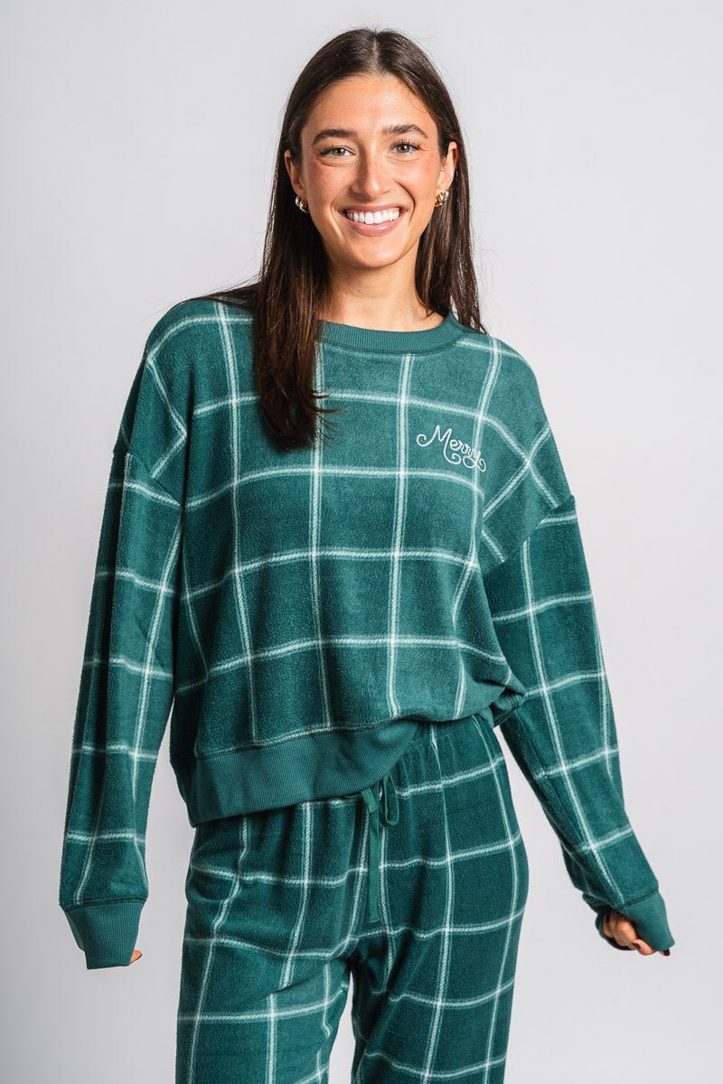 Z Supply plaid long sleeve top noble fir - Z Supply top - Z Supply Tops, Dresses, Tanks, Tees, Cardigans, Joggers and Loungewear at Lush Fashion Lounge