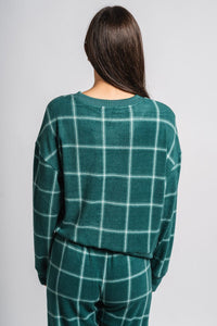 Z Supply plaid long sleeve top noble fir - Z Supply top - Z Supply Fashion at Lush Fashion Lounge Trendy Boutique Oklahoma City