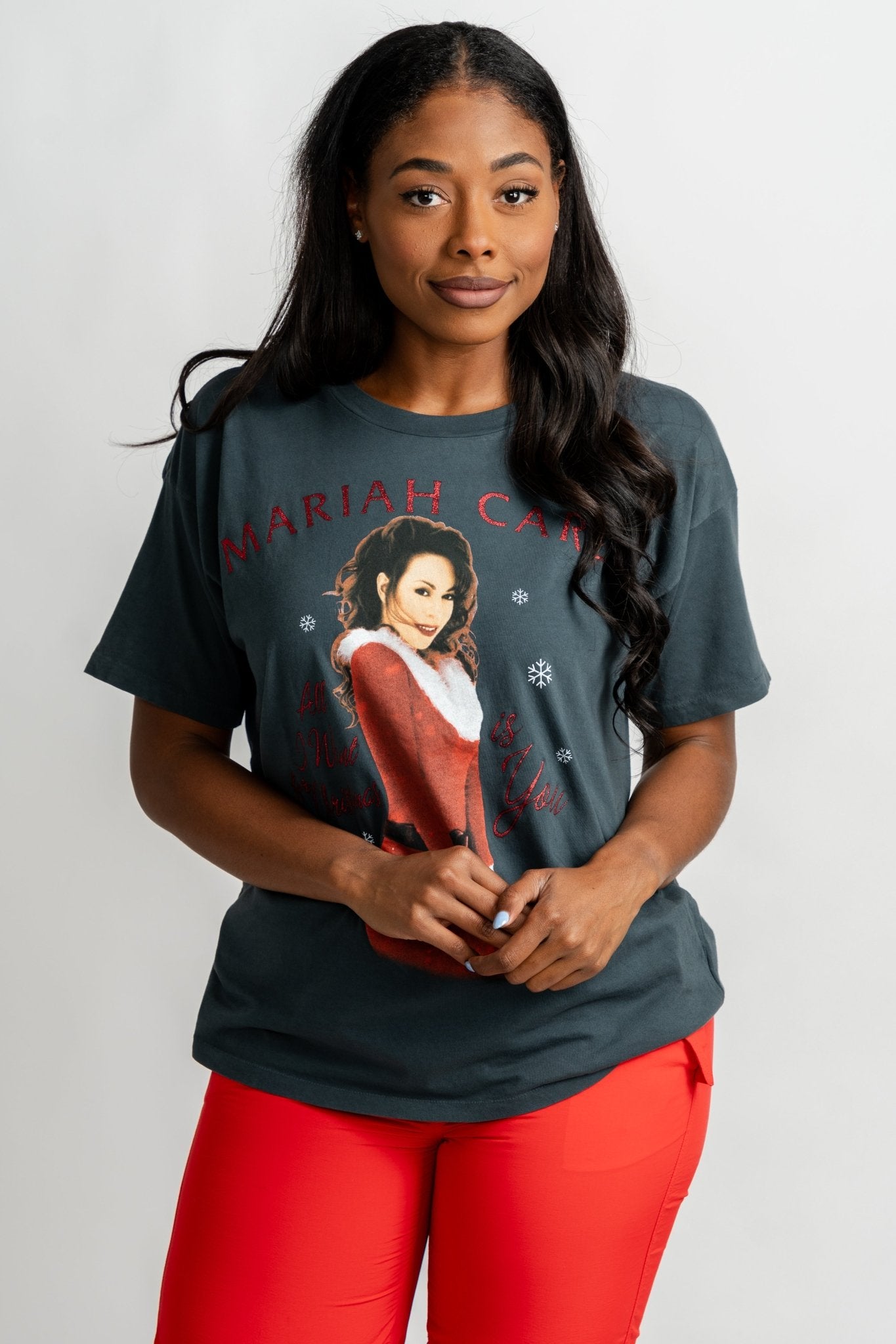 DayDreamer Mariah Carey Christmas tee vintage black - Trendy Band T-Shirts and Sweatshirts at Lush Fashion Lounge Boutique in Oklahoma City