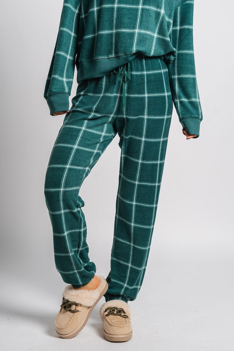 Z Supply plaid joggers noble fir - Z Supply joggers - Z Supply Tops, Dresses, Tanks, Tees, Cardigans, Joggers and Loungewear at Lush Fashion Lounge