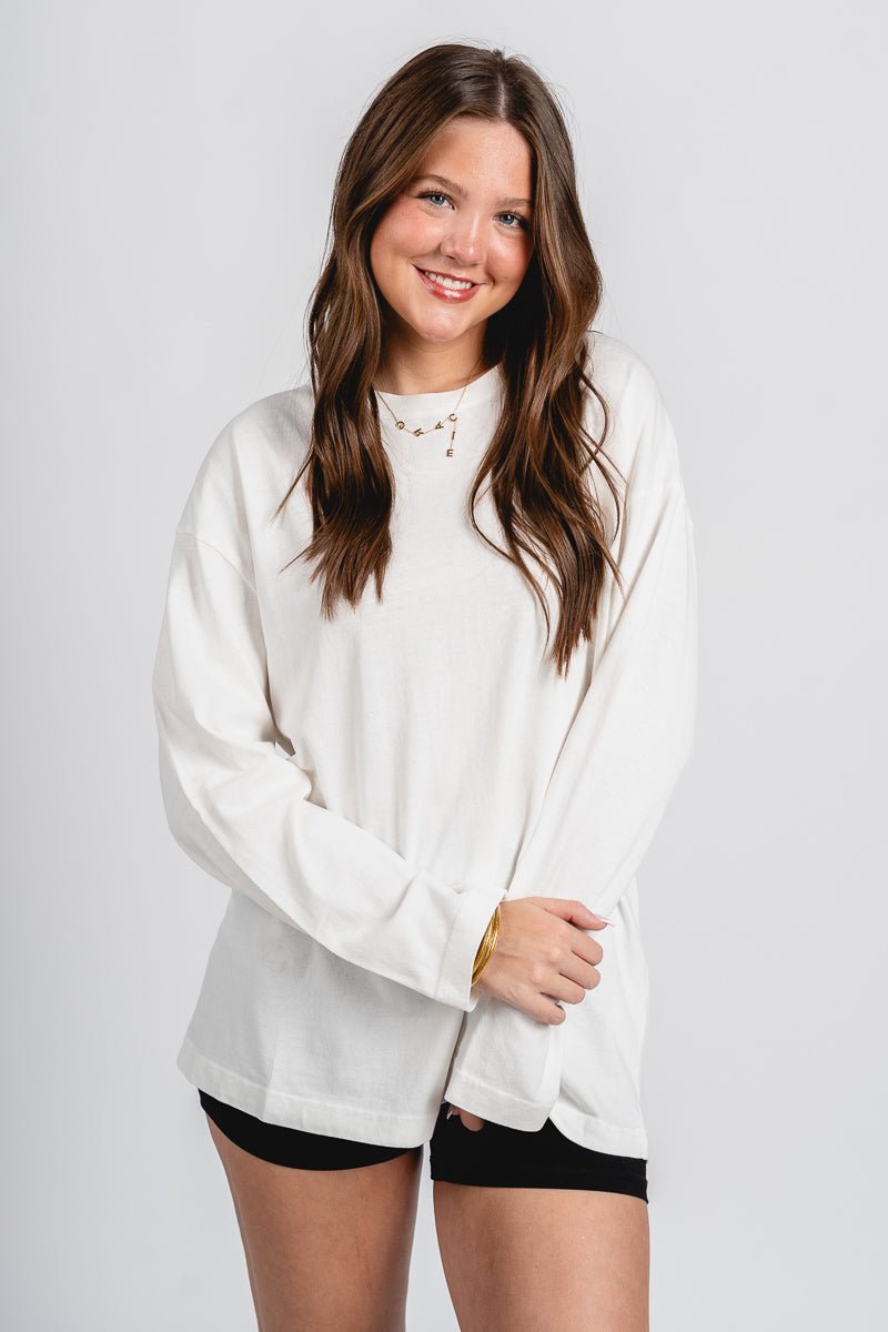 Long sleeve oversized tee cream