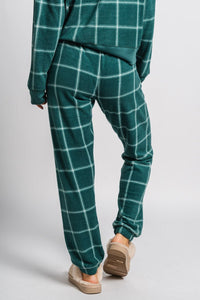 Z Supply plaid joggers noble fir - Z Supply joggers - Z Supply Fashion at Lush Fashion Lounge Trendy Boutique Oklahoma City