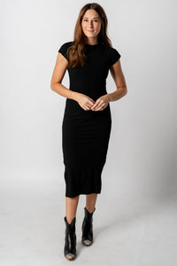 Side slit sleeveless midi dress black - Trendy dress - Fashion Dresses at Lush Fashion Lounge Boutique in Oklahoma City