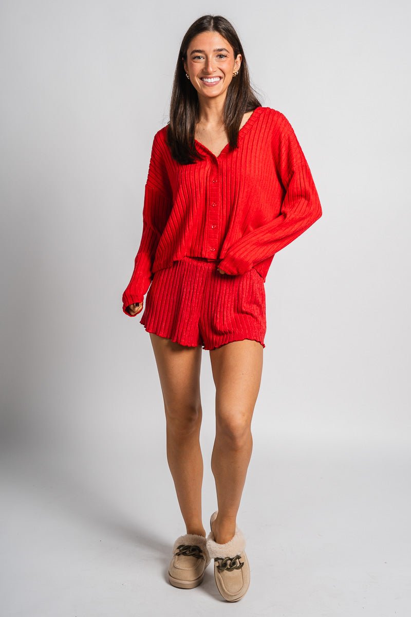 Z Supply Mara long sleeve cardigan top haute red - Z Supply top - Z Supply Clothing at Lush Fashion Lounge Trendy Boutique Oklahoma City