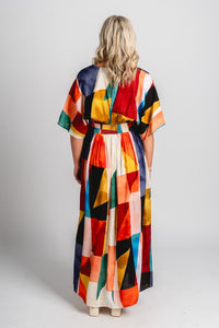 Geometric midi dress multi - Fun dress - Unique Getaway Gear at Lush Fashion Lounge Boutique in Oklahoma