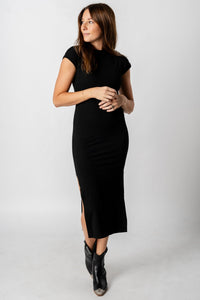 Side slit sleeveless midi dress black - Affordable dress - Boutique Dresses at Lush Fashion Lounge Boutique in Oklahoma City