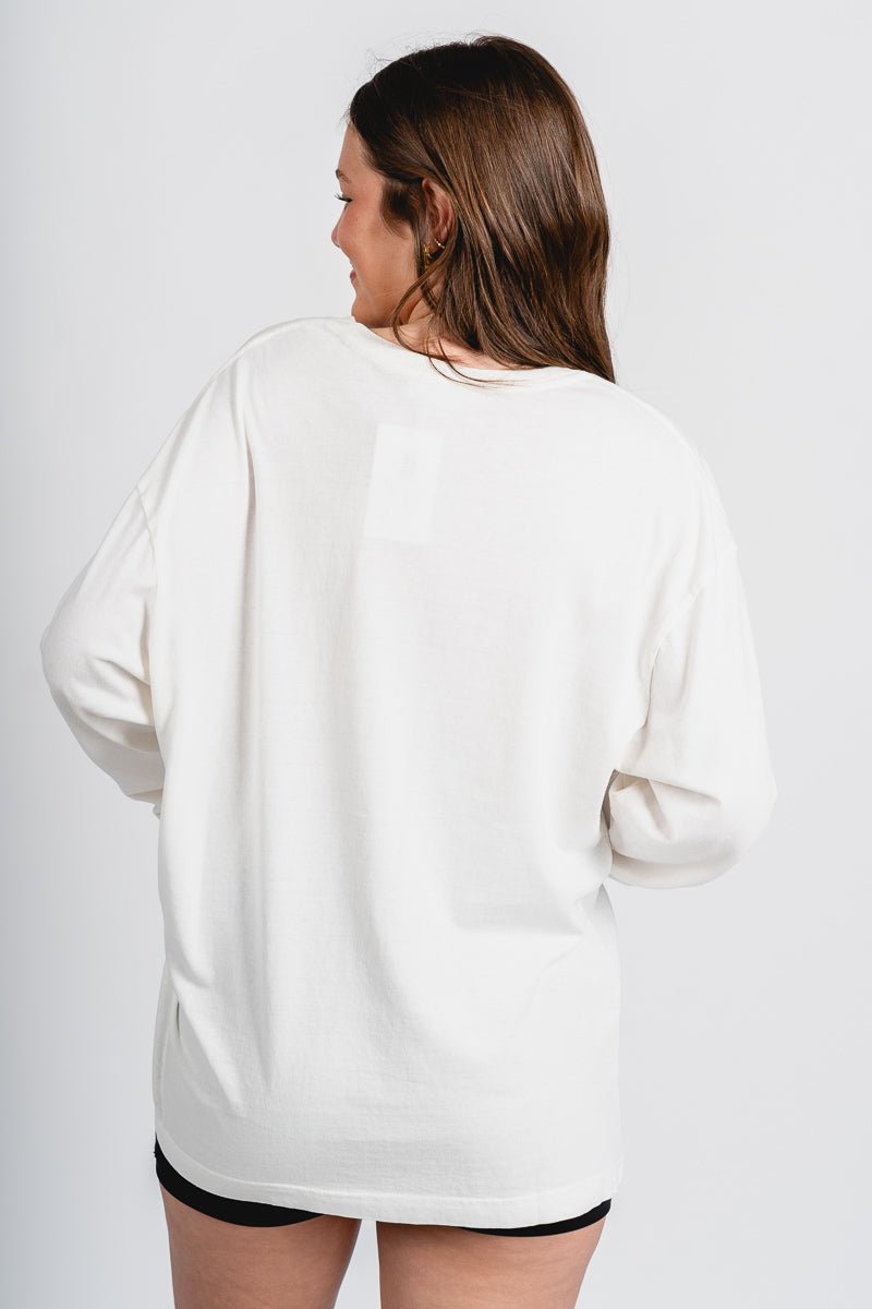 Long sleeve oversized tee cream
