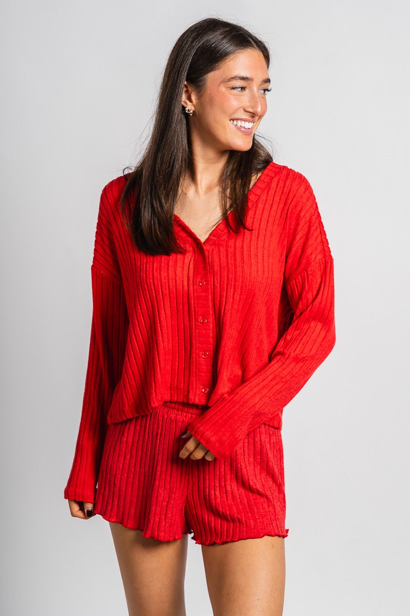 Z Supply Mara long sleeve cardigan top haute red - Z Supply top - Z Supply Tops, Dresses, Tanks, Tees, Cardigans, Joggers and Loungewear at Lush Fashion Lounge