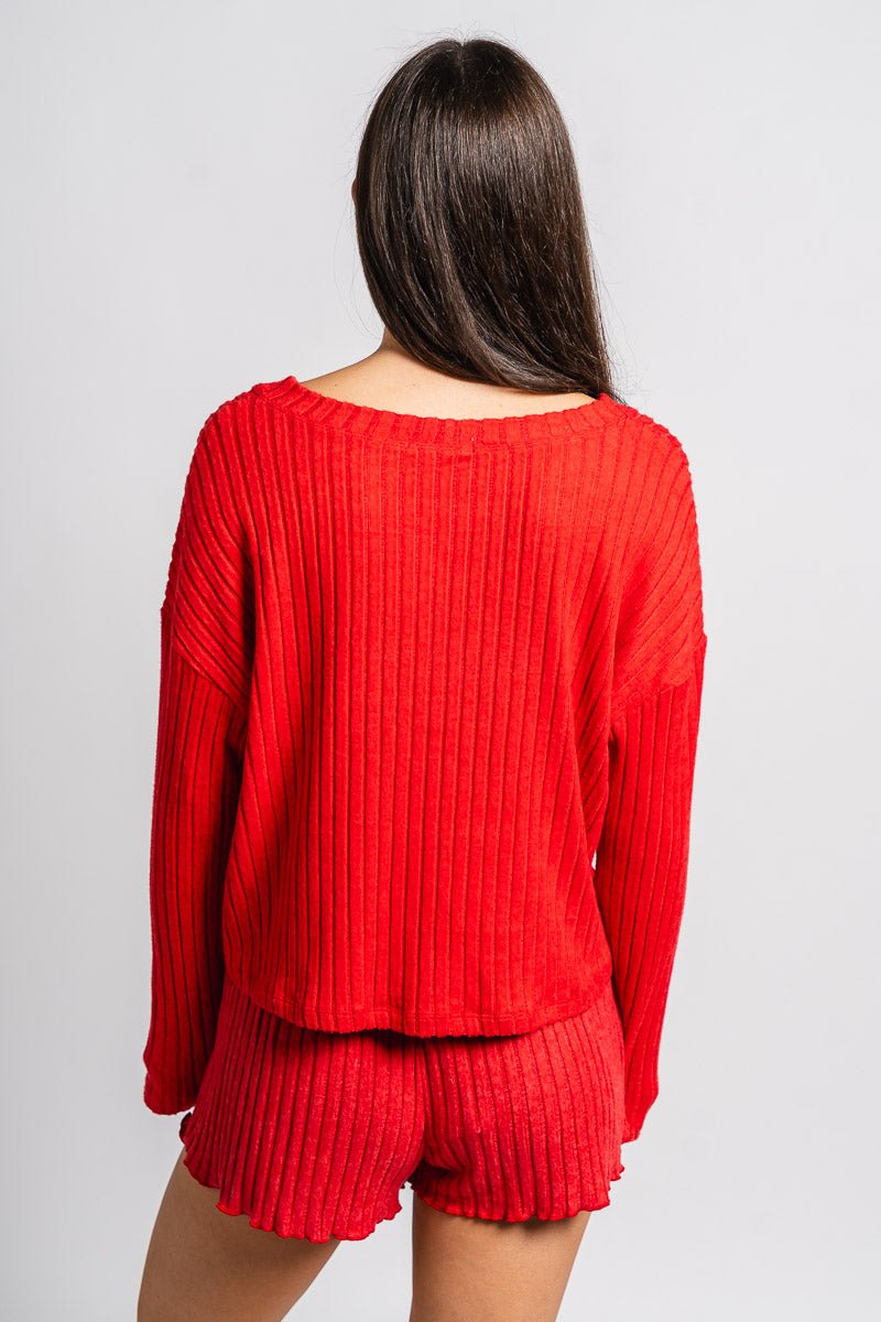 Z Supply Mara long sleeve cardigan top haute red