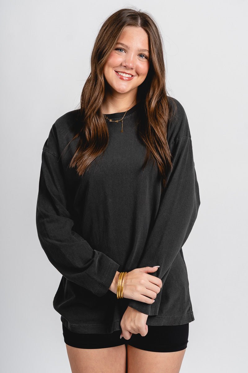 Long sleeve oversized tee black